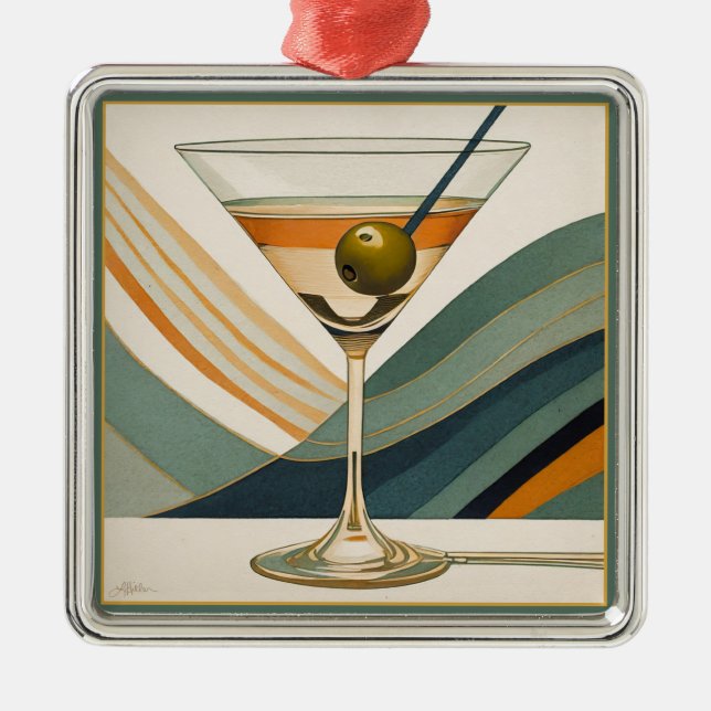 Adorno Metálico Diseño de Cocktail Martini Mid Century (Frente)