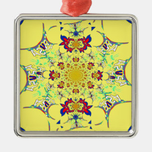 Adorno Metálico Diseño de Damasco Floral brillante en color Impres