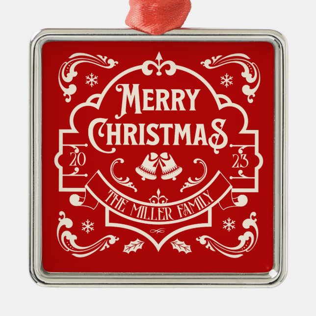 Adorno Metálico Diseño de estilo vintage navideño (Frente)