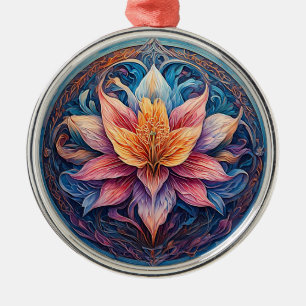 Adorno Metálico Diseño de Flor de Mandala Colorido