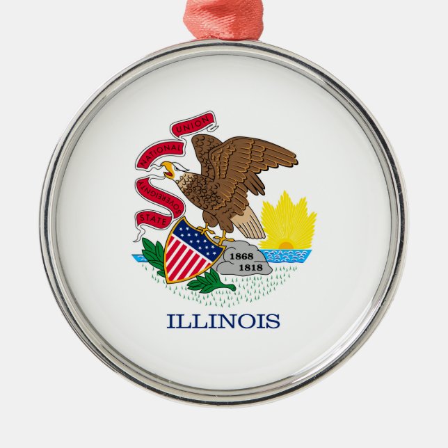 Adorno Metálico Diseño de la bandera del estado de Illinois (Frente)