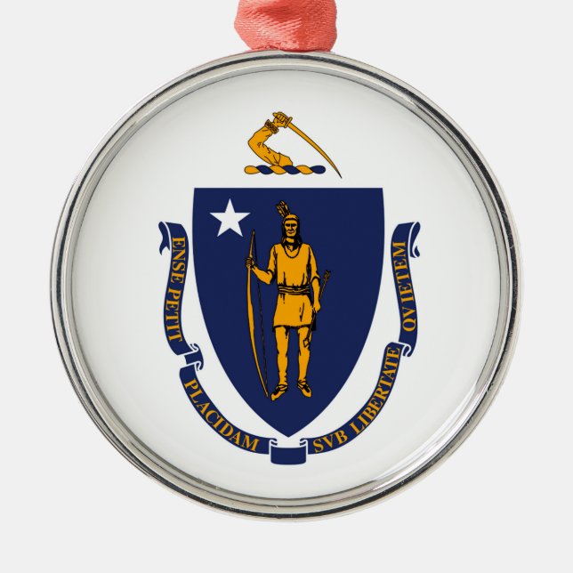 Adorno Metálico Diseño de la bandera del estado de Massachusetts (Frente)