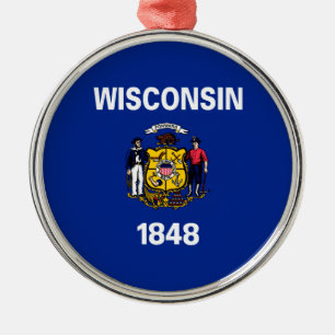 Adorno Metálico Diseño de la bandera del estado de Wisconsin