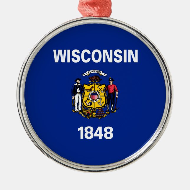 Adorno Metálico Diseño de la bandera del estado de Wisconsin (Frente)