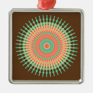 Adorno Metálico Diseño de Mandala verde, indio naranja