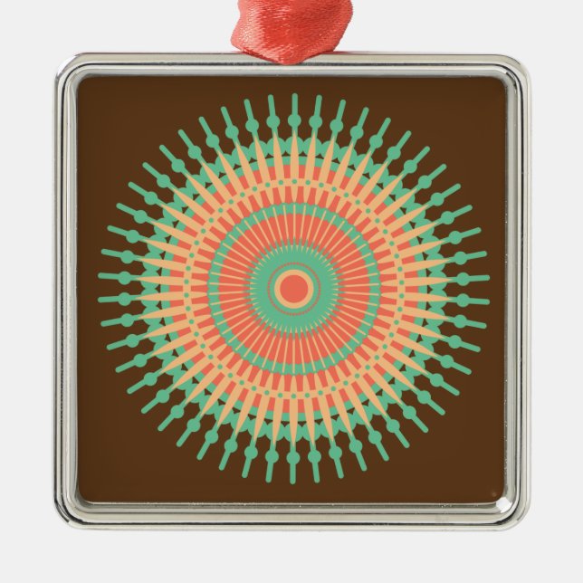 Adorno Metálico Diseño de Mandala verde, indio naranja (Frente)