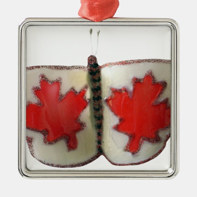 Adorno Metálico Diseño de mariposa de bandera canadiense (Frente)