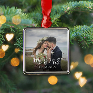 Adorno Metálico Diseño de metal para foto de Navidad Sr y Sra eleg