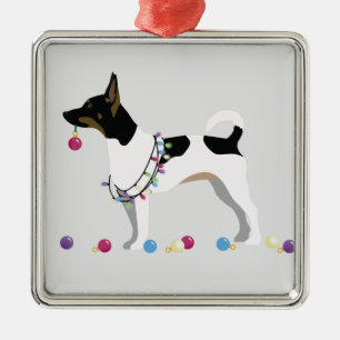 Adorno Metálico Diseño de Navidades de Silhouette de Rat Terrier