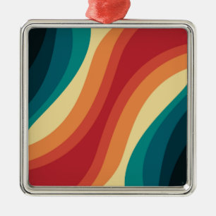Adorno Metálico Diseño de ondas de estilo retro multicolor