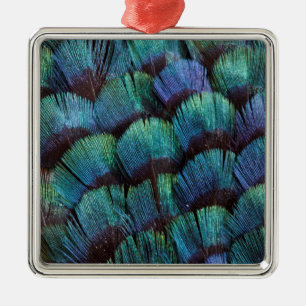 Adorno Metálico Diseño de pluma de faisán azul-verde