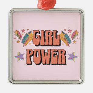 Adorno Metálico Diseño de texto de chica Power con estrellas