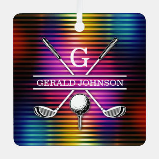 Adorno Metálico Diseño de un monograma de golf colorido para perso
