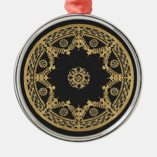 Adorno Metálico Diseño decorativo negro y dorado