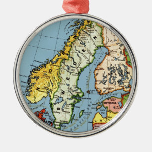 Adorno Metálico Diseño del mapa de Dinamarca en Noruega