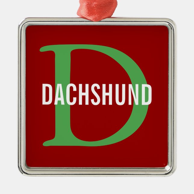 Adorno Metálico Diseño del monograma de la raza del Dachshund (Frente)