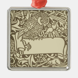 Adorno Metálico Diseño Floral Vintage de Búho de William Morris
