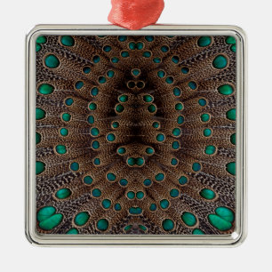 Adorno Metálico Diseño Fractal de Pluma de Faisán