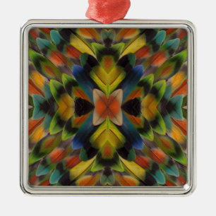 Adorno Metálico Diseño fractal de plumas de lovebird