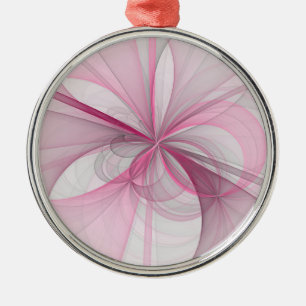 Adorno Metálico Diseño fractal gris rosa claro abstracto moderno