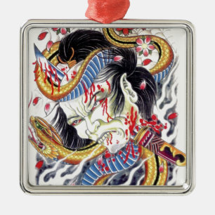 Adorno Metálico Diseño Grotesco y de tatuaje de serpientes