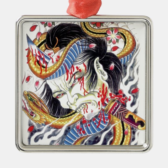 Adorno Metálico Diseño Grotesco y de tatuaje de serpientes (Frente)