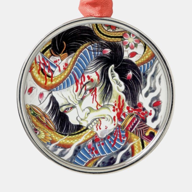 Adorno Metálico Diseño Grotesco y de tatuaje de serpientes (Frente)