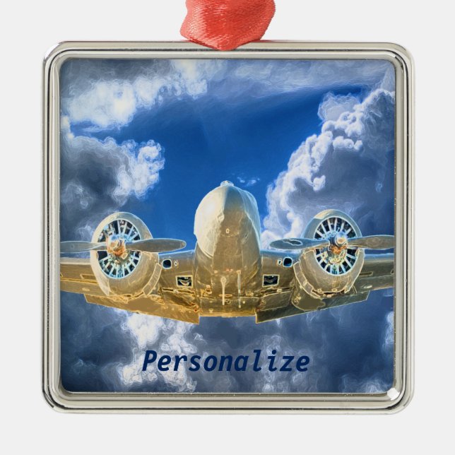 Adorno Metálico Diseño que vuela del modelo 18 de Beechcraft alto (Frente)