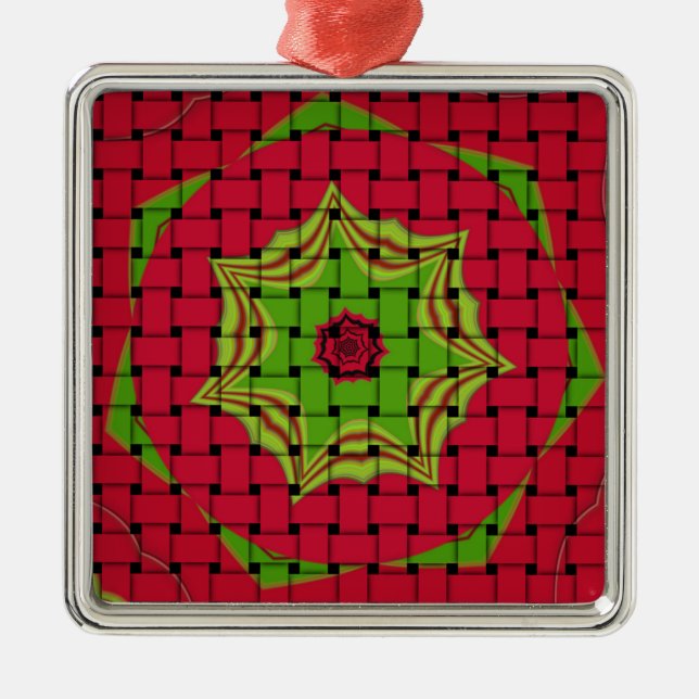 Adorno Metálico Diseño rojo trenzado con encanto africano (Frente)