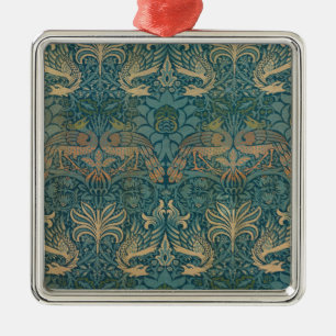 Adorno Metálico Diseño textil William Morris Peacock y Dragon