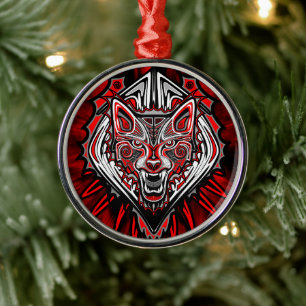 Adorno Metálico Diseño Totémico Tribal Haida de Lobo