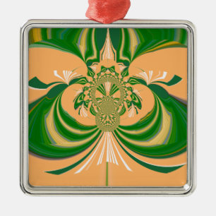 Adorno Metálico Diseño verde amarillo.