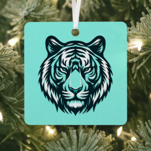 Adorno Metálico Diseños de tigres verde azulados