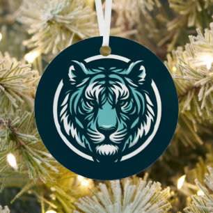 Adorno Metálico Diseños de tigres verde azulados también