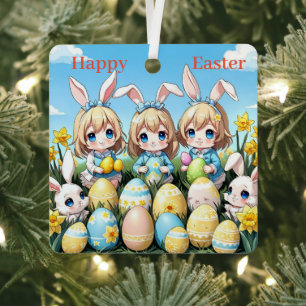 Adorno Metálico Diversión Feliz Pascua