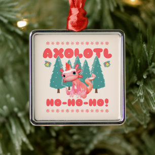 Adorno Metálico ¡Divertido Feliz Navidad Axolotl Ho-Ho-Ho!