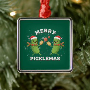 Adorno Metálico Divertido Feliz Picklemas Adorable Navidad Pickleb