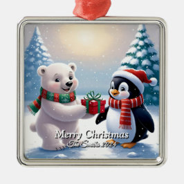 Adorno Metálico Divertido, lindo, moderno foto familiar de Navidad