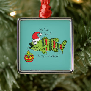 Adorno Metálico Divertido Navidad Personalizado de pescado crudo