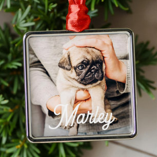 Adorno Metálico Divertido Recuerdo de Foto de Mascota Personalizad