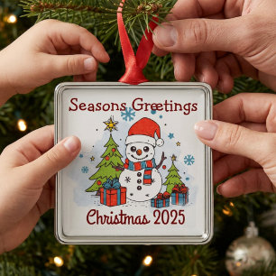 Adorno Metálico DIVERTIDO Rojo y Verde Navidad 2024 Vintage