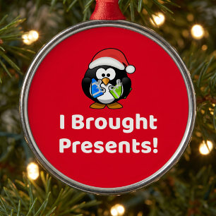 Adorno Metálico ¡Divertido, traje regalos! Pingüino