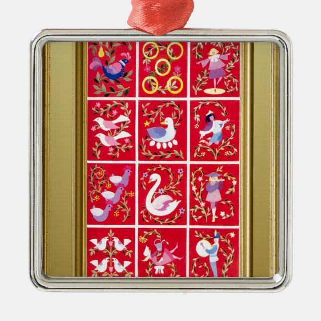 Adorno Metálico Doce días de navidad, el villancico tradicional (Frente)