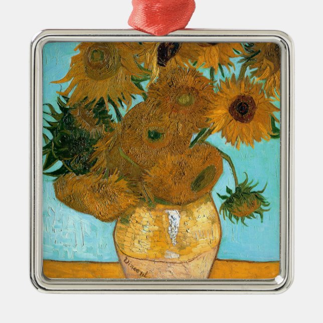 Adorno Metálico Doce girasoles en una bolsa (pintura de vida fija) (Frente)