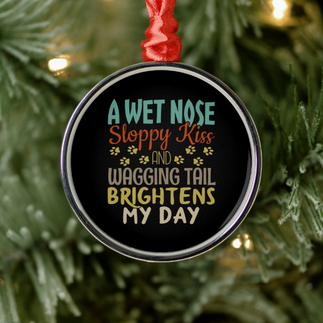 Adorno Metálico Dog Lover Nose Wet, Disminuida Cita de Besos (Árbol)