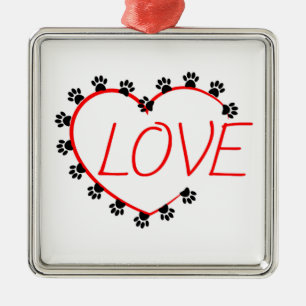 Adorno Metálico Dog Paws Red Heart Love