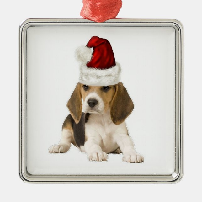 Adorno Metálico Dogs~Original Ditzy Ornament~Beagle~Christmas (Frente)