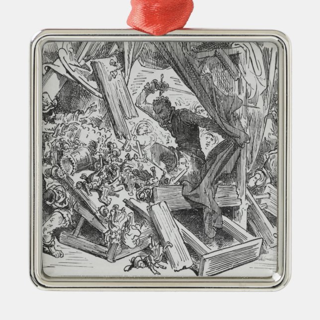 Adorno Metálico Don Quijote que lucha las marionetas (Frente)