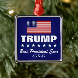 ADORNO METÁLICO DONALD TRUMP BEST PRESIDENT EVER CHRISTMAS