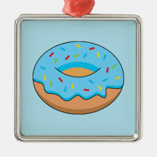 Adorno Metálico Donut de escarcha azul con Personalizado Sprinkles